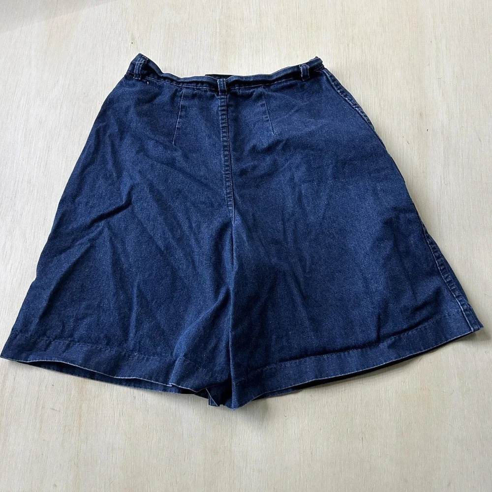 Vintage 70s Sears Denim Culotte Shorts Womens 16 28W Blue Pleated Pockets USA
